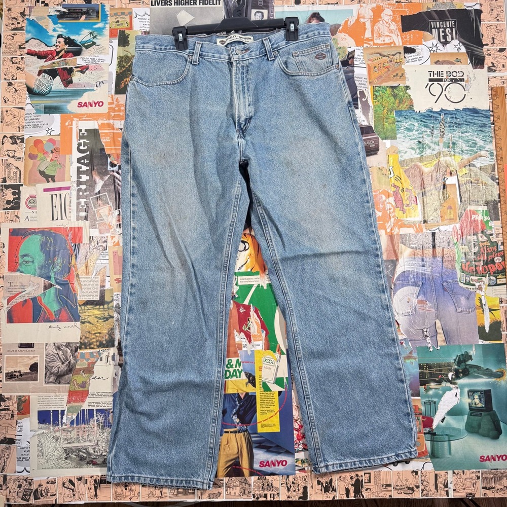 Vintage Harley Davidson Genuine MotorClothes Jeans Mens 38x30 Light Wash‎ Denim